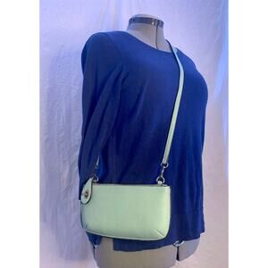 Joy Susan Vegan Leather Wristlet Crossbody in Light Blue, Removable Strap